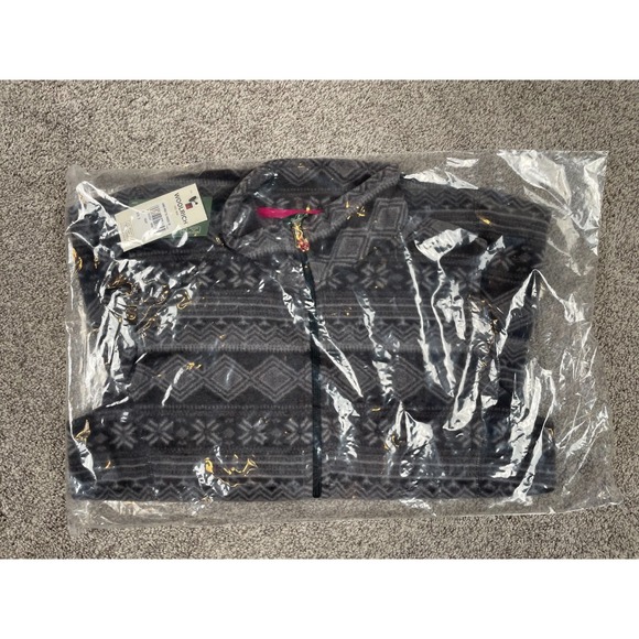 Woolrich Jackets & Blazers - Woolrich Vest Womens Small Black Gray Fair Isle Fleece Full Zip Cozy Core NEW